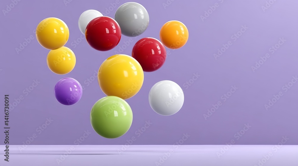 Aufkleber bunch of colorful balls are floating in the air. the colors are bright and vibrant, creating a livel