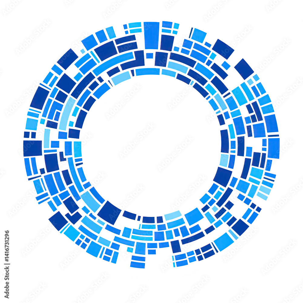 Aufkleber circular mosaic pattern composed of various shades of blue tiles creates visually striking design. a