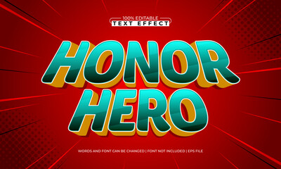 honor hero editable text effect with a hero and super text style