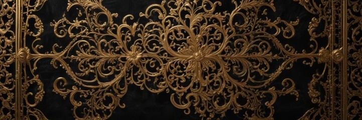 Intricate gold filigree on black velvet backdrop,  backdrop,  background