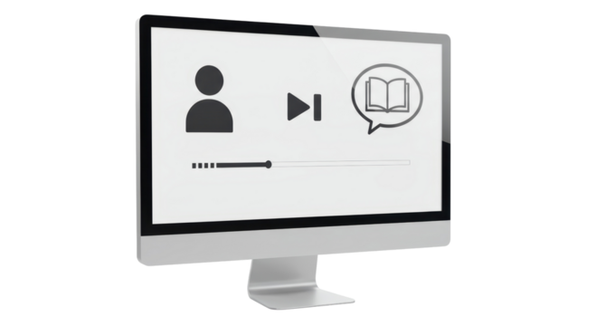 Isolated Computer Monitor Displaying Online Learning and Education