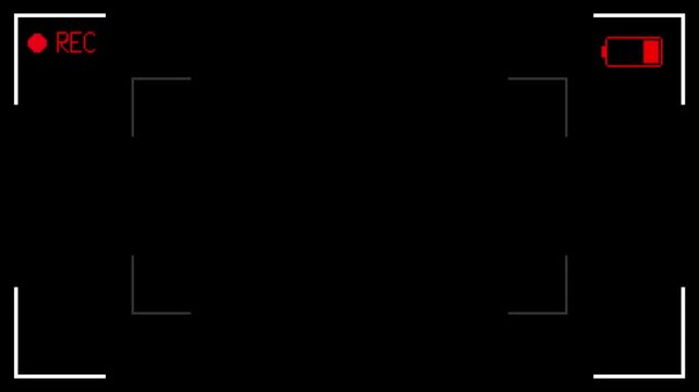Camera viewfinder background animation with active REC and low battery. Pixel style animated video.