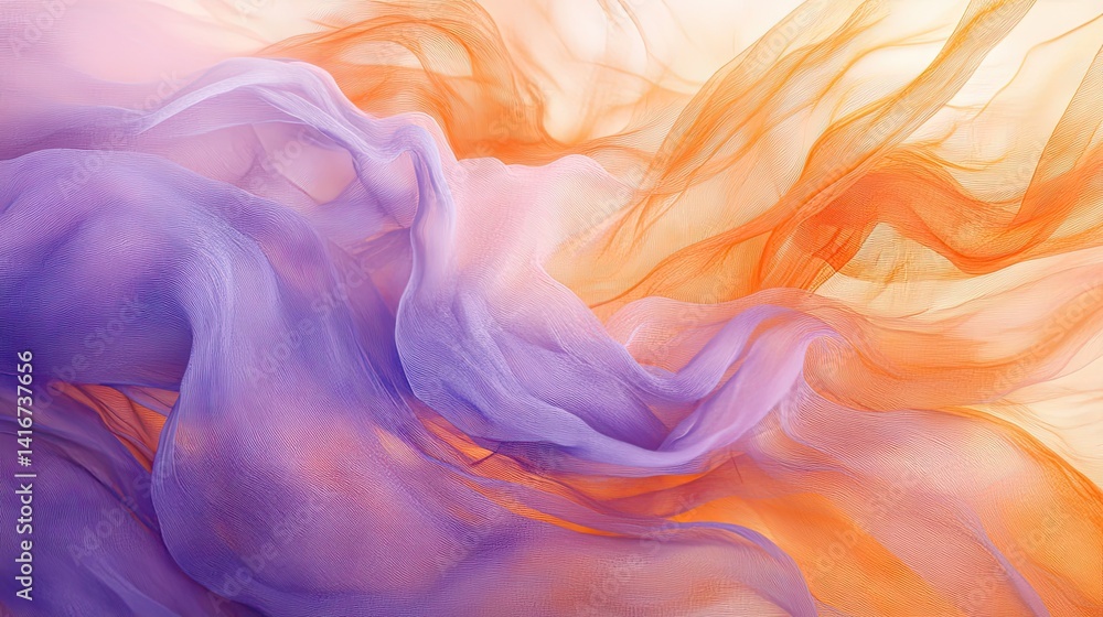 Poster swirling fabrics creating a dreamlike texture and gentle color blend