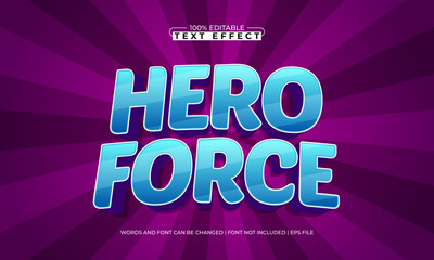 hero force editable text effect with a hero and super text style