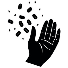A hand-rejecting-pills-silhouette 
