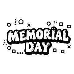 Bold, stylized typography design of "Memorial Day" perfect for marketing or social media; use for advertising, editorial, or print.