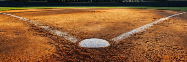 A Ground-Level View of a Baseball Field Diamond Ready for the Game