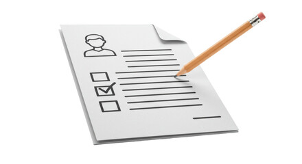 Isolated Checklist with Pencil Marking a Completed Box