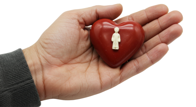 Isolated Hand Holding Heart with Person Figure
