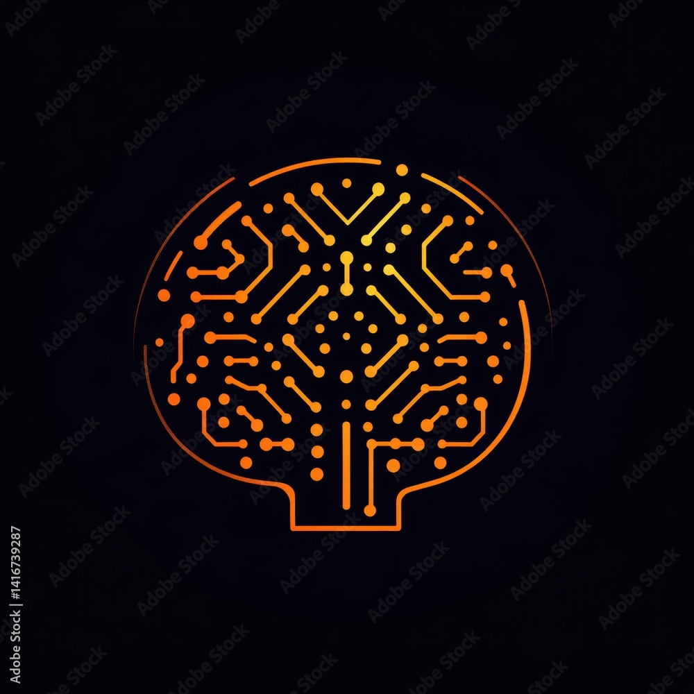 Aufkleber artificial intelligence brain circuit board design on dark background
