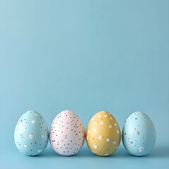 Vibrant Easter Eggs on Blue Background