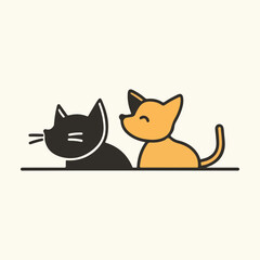 pet shop logo design, minimalistic cat and dog, simple logo