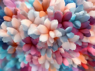 Obraz premium Abstract floral display bursting with life, boasting vibrant colors, creating a joyful artistic arrangement. It's a visual symphony of colors and shapes.