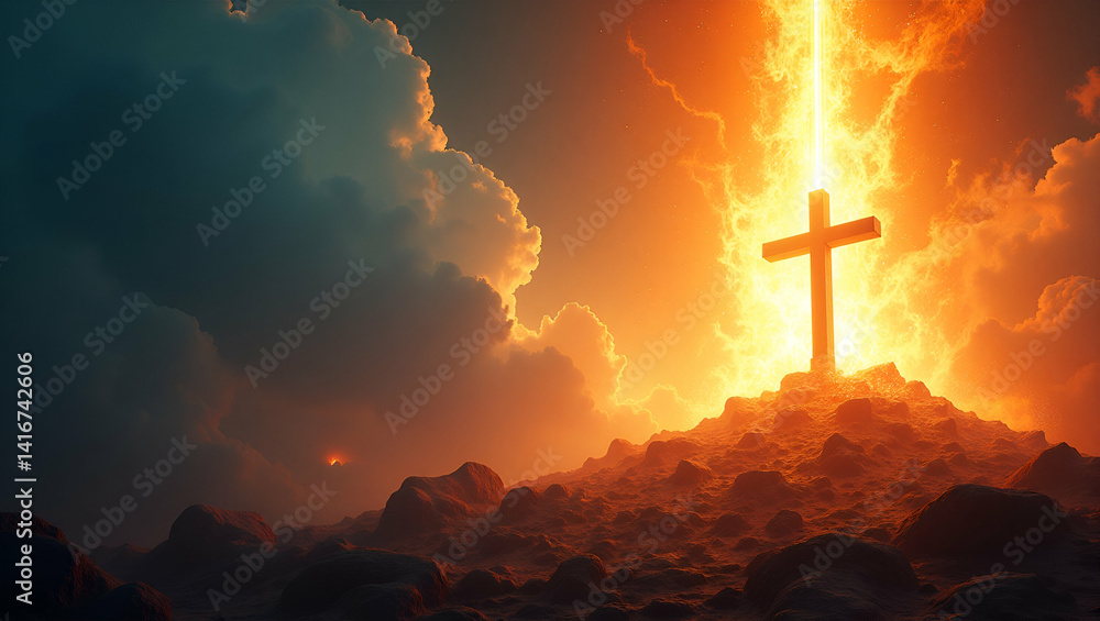 Poster exhibit refined ascension day symbolic art visuals that integrate bold design elements and dynamic c
