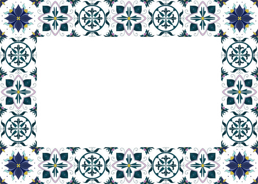 Horizontal rectangular tile-inspired border design, perfect for digital frames, invitations, posters, or creative layouts in contemporary graphic design projects.