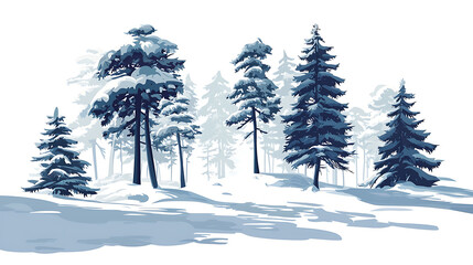 Winter Forest Landscapes with Snow and Bare Trees