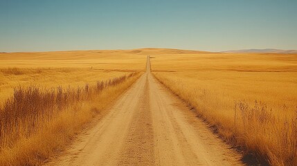 Dirt road winding through an open field surrounded by nature offering a peaceful pathway for exploration