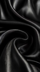 Fototapeta premium Intricate folds of luxurious black silk fabric.