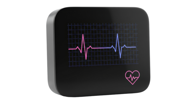 Isolated Heartbeat Monitor with Heart Symbol and EKG Line