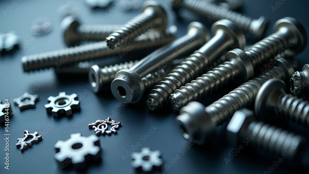 Poster high-quality screw and bolt components: a meticulous photo stock concept showcasing superior quality
