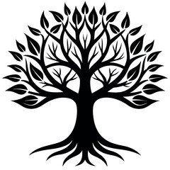 Obraz premium Elegant-acrylic-tree-logo branching-silhouette 