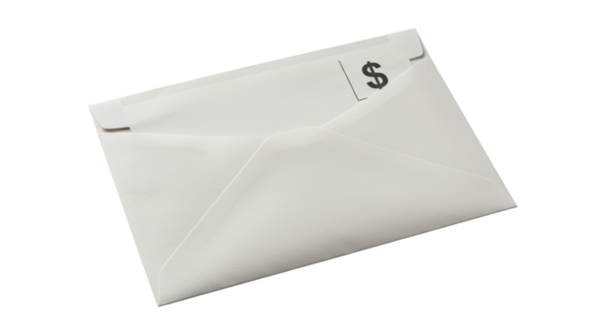 Isolated White Envelope with Dollar Sign for Financial Transactions