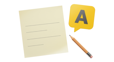 Isolated Notepad with Pencil and Speech Bubble with Letter A for Education