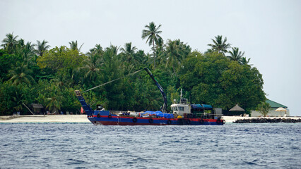 supply boat on the maldives