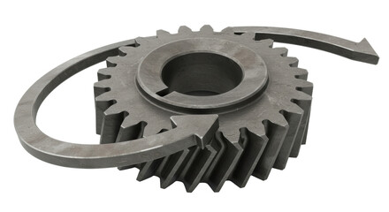 Isolated Cogwheel with Circular Arrow around Edges for Process Flow