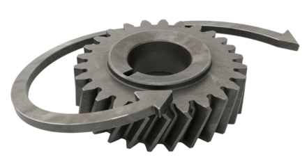 Isolated Cogwheel with Circular Arrow around Edges for Process Flow