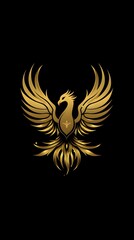Obraz premium Golden Phoenix Emblem on Black Background