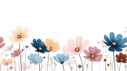 Stunning Floral Background Design Featuring Clean White Layout with Elegant Blue Borders for Minimalist Aesthetic