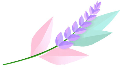 Delightful Pastel Purple Flower with Green Leaves in Minimalist Botanical Style Ideal for Modern Decor and Elegant Designs