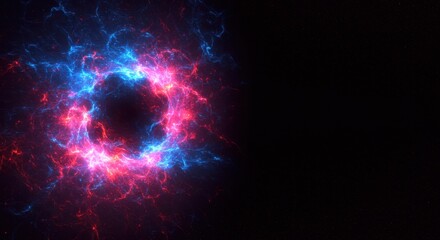 Fototapeta premium Abstract Cosmic Ring of Energy: Vibrant Red and Blue Plasma Nebula