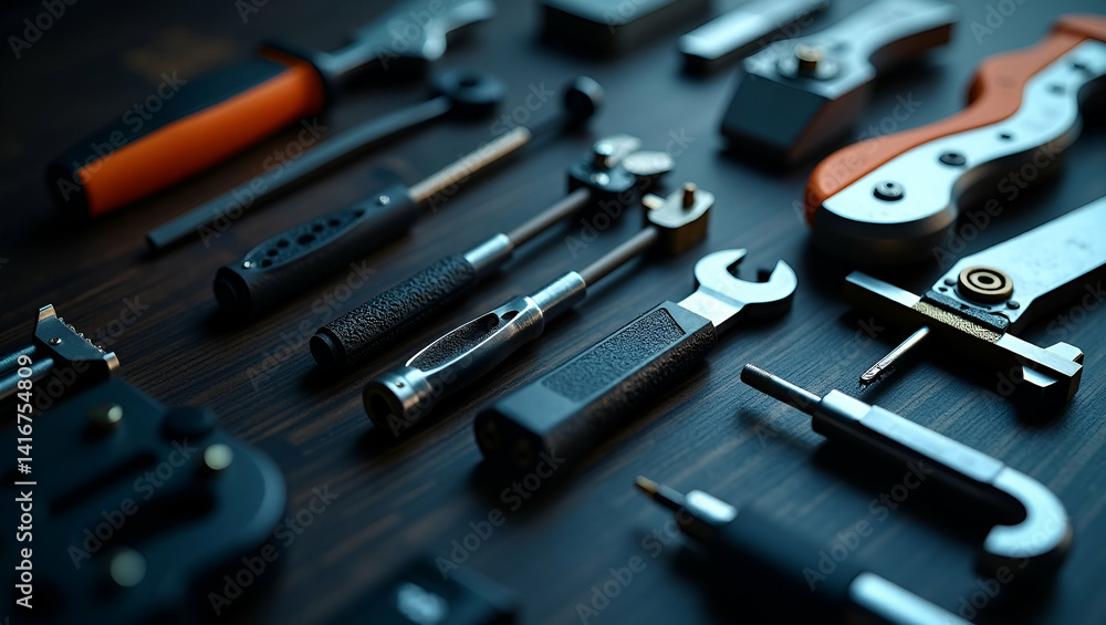 Poster intricate innovative toolkit: closeup of advanced digital tools & precision instruments for elevatin
