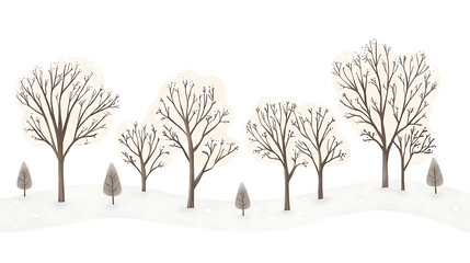 Obraz premium Winter Forest Landscapes with Snow and Bare Trees