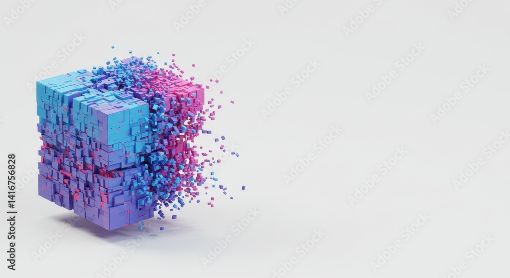 Poster Abstract 3D Cube Disintegrating into Pixels: A Visual Representation of Data Decomposition and Digital Transformation