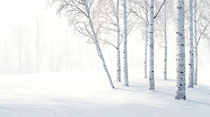 Fototapeta premium Winter Forest Landscapes with Snow and Bare Trees