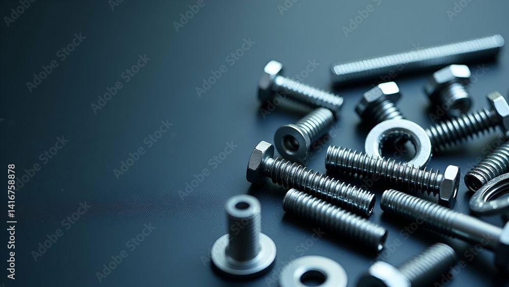 Poster intricate depiction of screw and bolt components meticulously organized to reflect superior quality 
