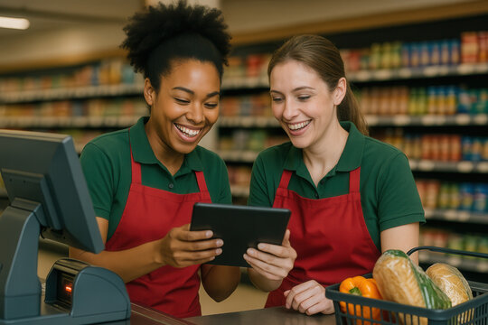 Staff training for grocery stores focus on digital interaction and a friendly atmosphere