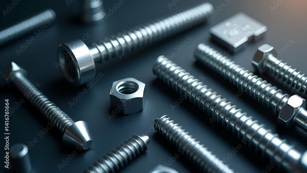 Poster intricate depiction of screw and bolt components meticulously organized to reflect superior quality 