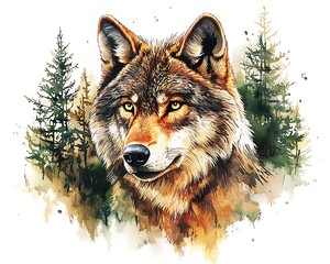 Majestic Wolf Watercolor Painting