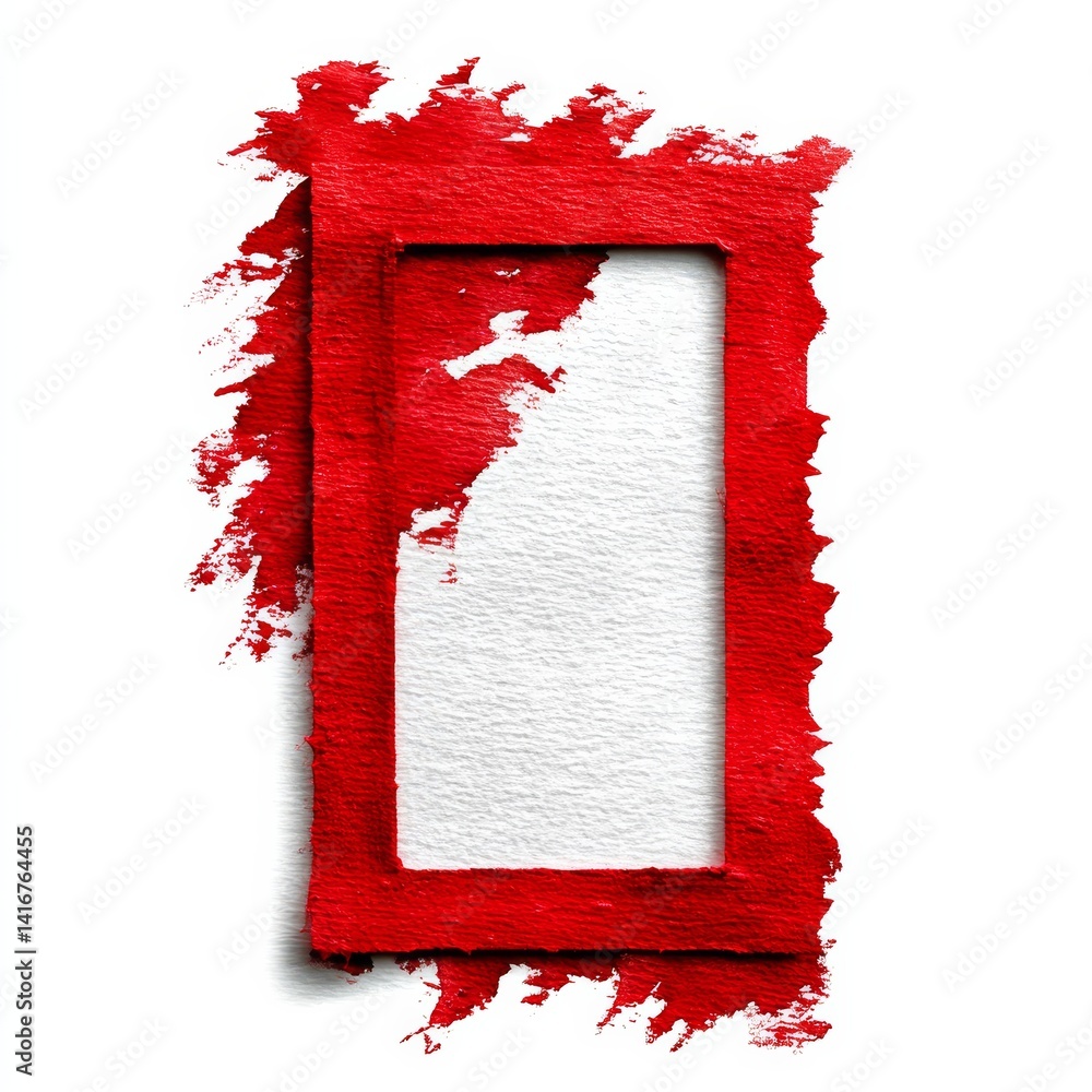 Leinwandbilder Abstract Red Frame with Texture on White Background - Artistic and Modern Design Element.
