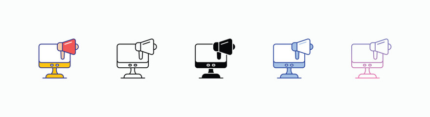 Digital Marketing icons set in different style vector stock 