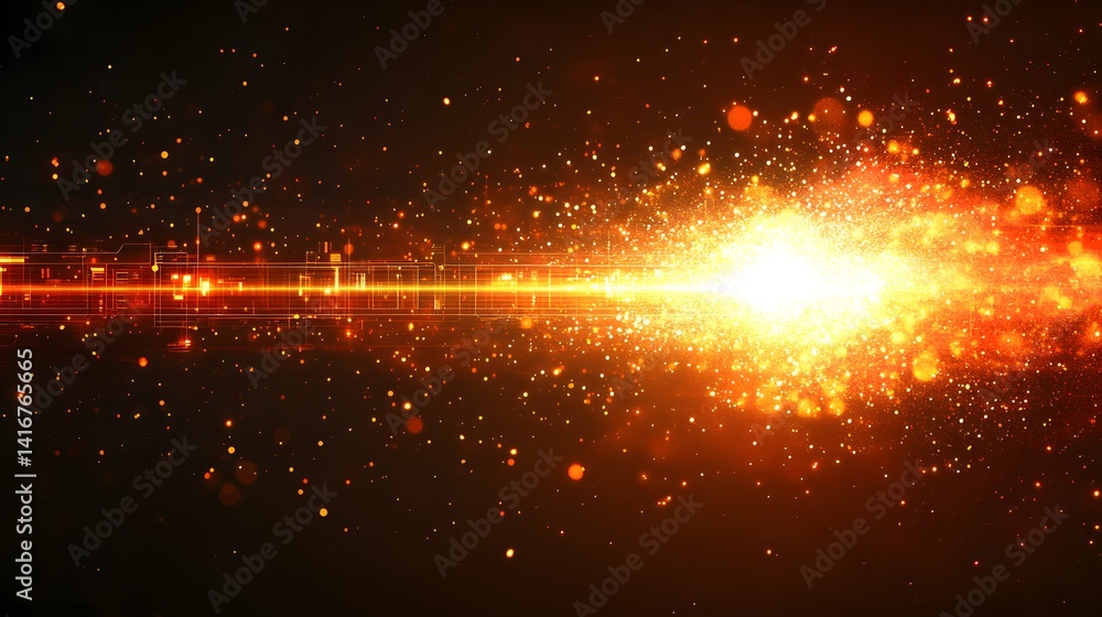 Poster a brilliant, fiery streak of light explodes across a dark backdrop.