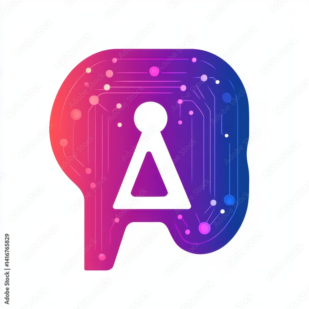 Poster ai-powered digital mind: abstract brain concept with circuit board texture and vibrant gradient
