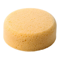 round sponge yellow cylindrical shape porous texture isolated on transparent background.