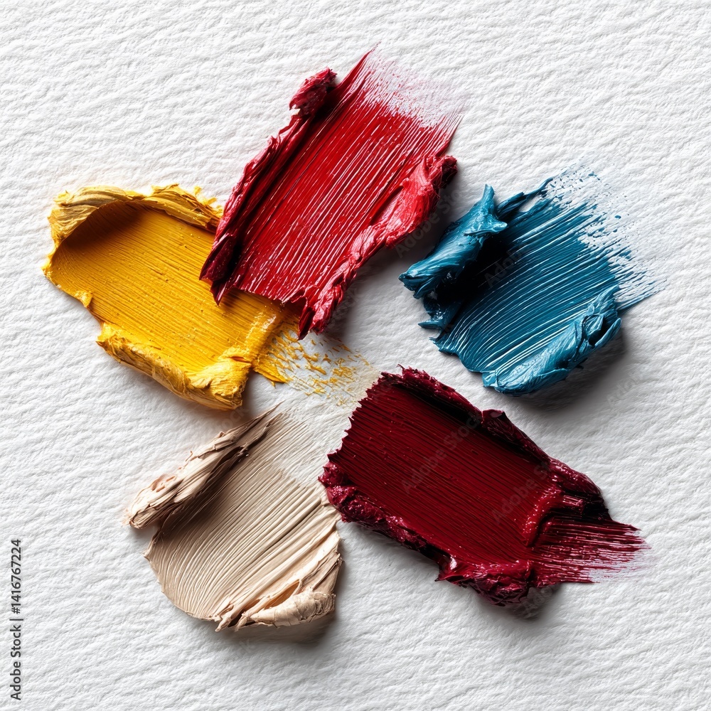 Poster colorful textured paint strokes on paper: an abstract expression of artistic mediums and textural co