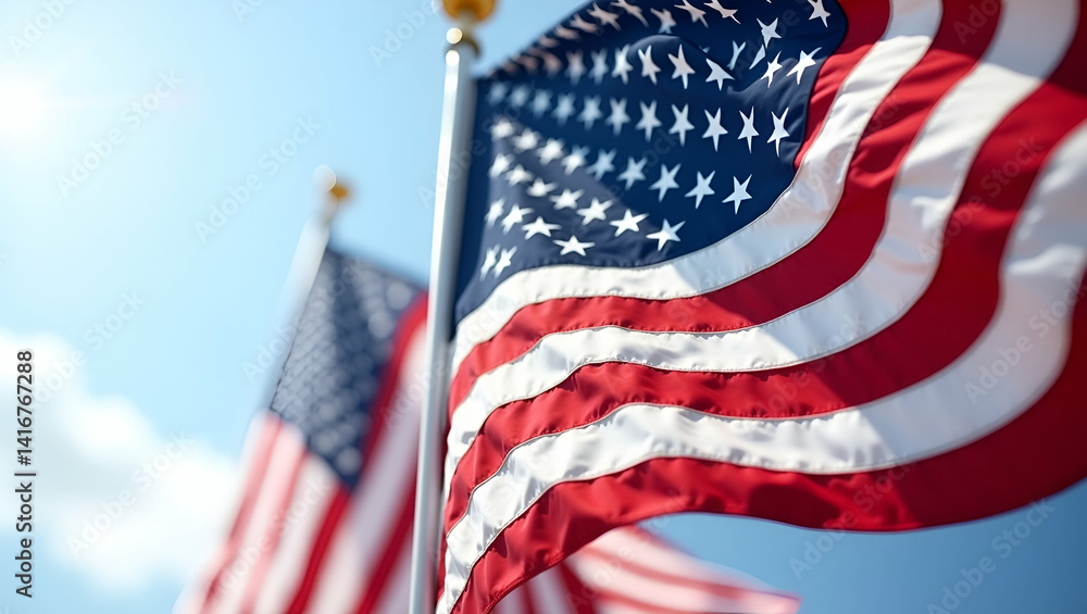 Poster vibrant memorial day flags: dynamic compositions of patriotic symbolism for national unity and pride