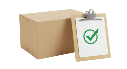 Isolated Approved Delivery with Box and Clipboard